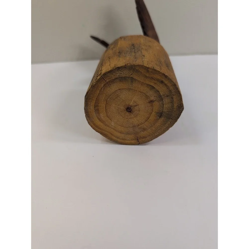 Vintage Carved Wood Pelican On Post‎ Figurine 7in
